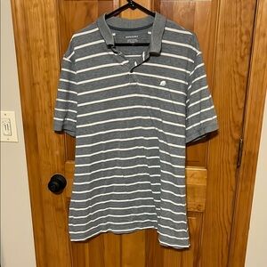 Banana Republic Blue and White Striped Polo Shirt